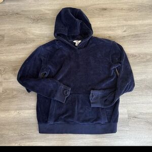 Athleta Girl Size 16/XXL Pull-over NavyVelour Hoodie Large Front Center Pocket